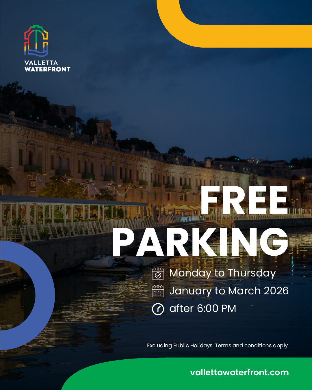 Valletta Waterfront Free Parking Offer